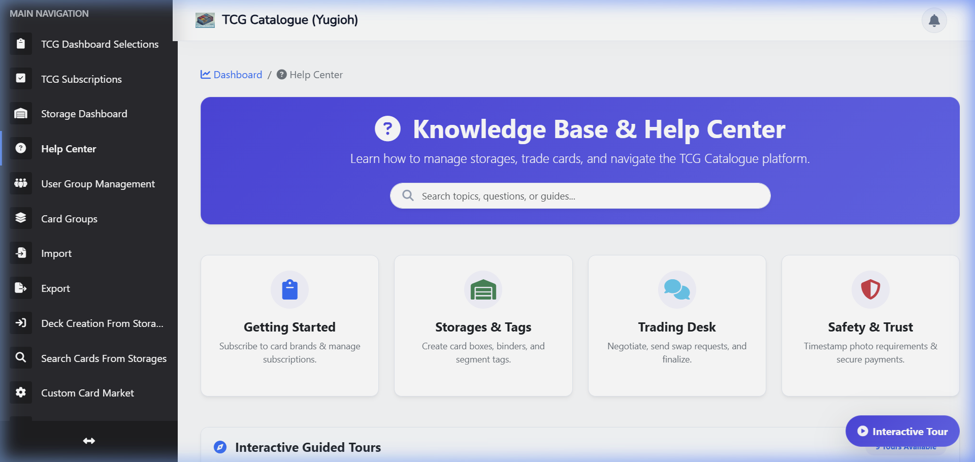 Help Center Dashboard View